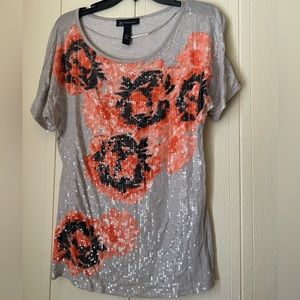 Sequin neutral rose top